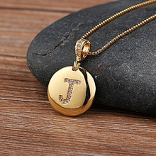 Load image into Gallery viewer, Top Quality Women Girls Initial Letter Necklace Gold 26 Letters Charm Necklaces Pendants Copper CZ Jewelry Personalized Necklace