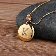 Load image into Gallery viewer, Top Quality Women Girls Initial Letter Necklace Gold 26 Letters Charm Necklaces Pendants Copper CZ Jewelry Personalized Necklace