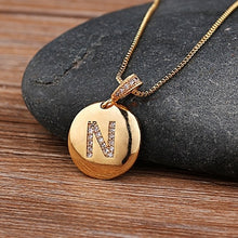 Load image into Gallery viewer, Top Quality Women Girls Initial Letter Necklace Gold 26 Letters Charm Necklaces Pendants Copper CZ Jewelry Personalized Necklace