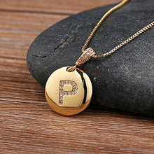 Load image into Gallery viewer, Top Quality Women Girls Initial Letter Necklace Gold 26 Letters Charm Necklaces Pendants Copper CZ Jewelry Personalized Necklace