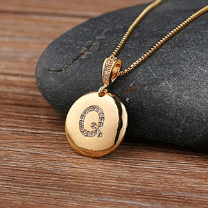 Top Quality Women Girls Initial Letter Necklace Gold 26 Letters Charm Necklaces Pendants Copper CZ Jewelry Personalized Necklace