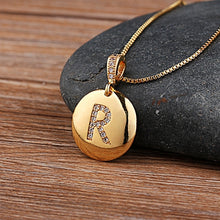 Load image into Gallery viewer, Top Quality Women Girls Initial Letter Necklace Gold 26 Letters Charm Necklaces Pendants Copper CZ Jewelry Personalized Necklace