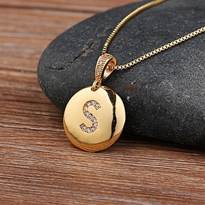 Top Quality Women Girls Initial Letter Necklace Gold 26 Letters Charm Necklaces Pendants Copper CZ Jewelry Personalized Necklace