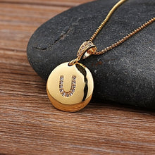 Charger l&#39;image dans la galerie, Top Quality Women Girls Initial Letter Necklace Gold 26 Letters Charm Necklaces Pendants Copper CZ Jewelry Personalized Necklace