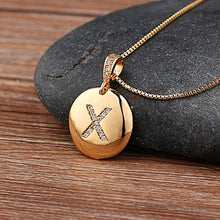 Charger l&#39;image dans la galerie, Top Quality Women Girls Initial Letter Necklace Gold 26 Letters Charm Necklaces Pendants Copper CZ Jewelry Personalized Necklace