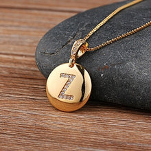 Load image into Gallery viewer, Top Quality Women Girls Initial Letter Necklace Gold 26 Letters Charm Necklaces Pendants Copper CZ Jewelry Personalized Necklace