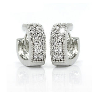 Luxury New 2019 Stud Earrings 925 Sterling Crystal Zircon Row Silver Huggie Earrings For Women Female Brincos oorbellen